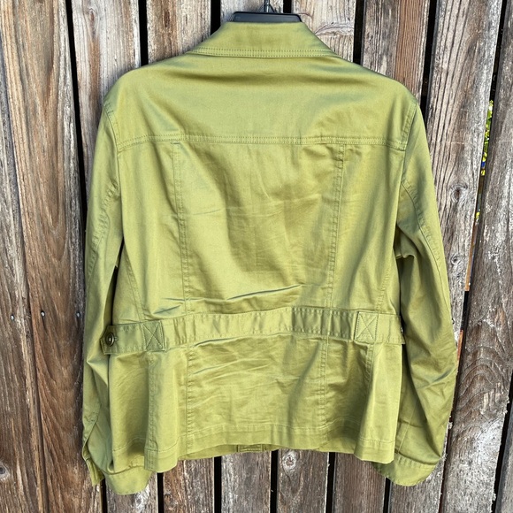 Jones New York Blazer Army Jacket Large Green Button Front Stretch Utility - Picture 2 of 6